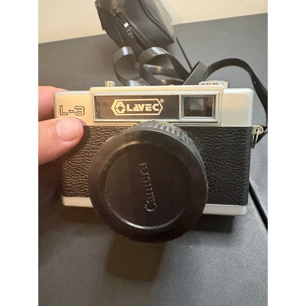 Lavec L-3 35mm Film Camera with 50mm Lens and Carrying Case Vintage Silver Black